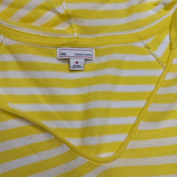GAP Yellow Striped Hooded Lightweight Sweater Sz M - Picture 8 of 9